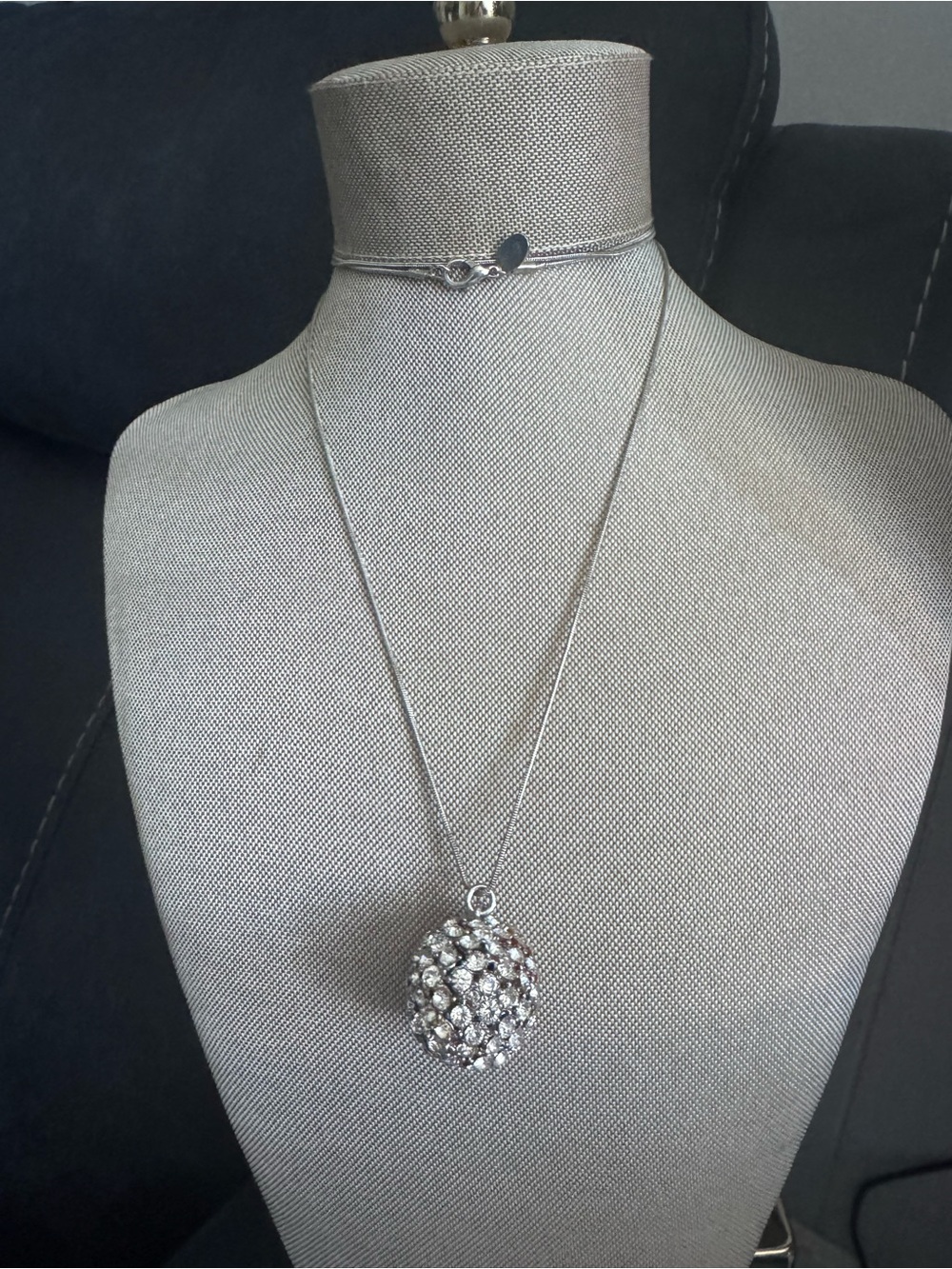 Cookie Lee Silver Crystal Cluster Pendant Necklace